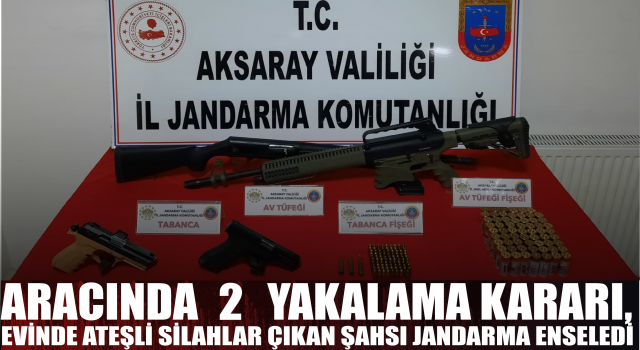 Aracında 2 Yakalama Kararı, Evinde Ateşli Silahlar Çıkan Şahsı Jandarma Enseledi