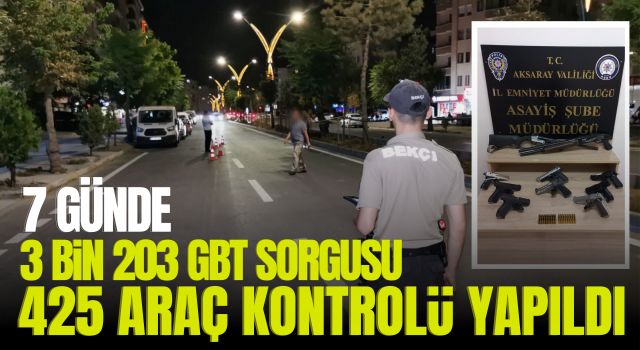 7 Günde 3 Bin 203 GBT Sorgusu, 425 Araç Kontrolü Yapıldı