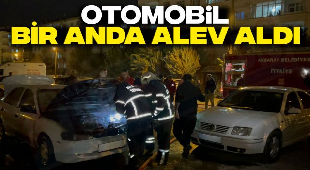 Otomobil Bir Anda Alev Aldı