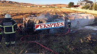 Aksaray - Ankara yolunda kaza sürücü yanarak hayatını kaybetti 