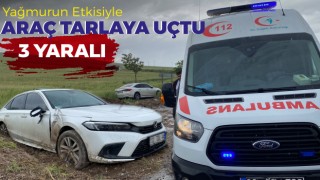 Yağmurun Etkisiyle Araç Tarlaya Uçtu: 3 Yaralı