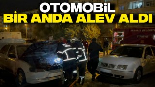 Otomobil Bir Anda Alev Aldı